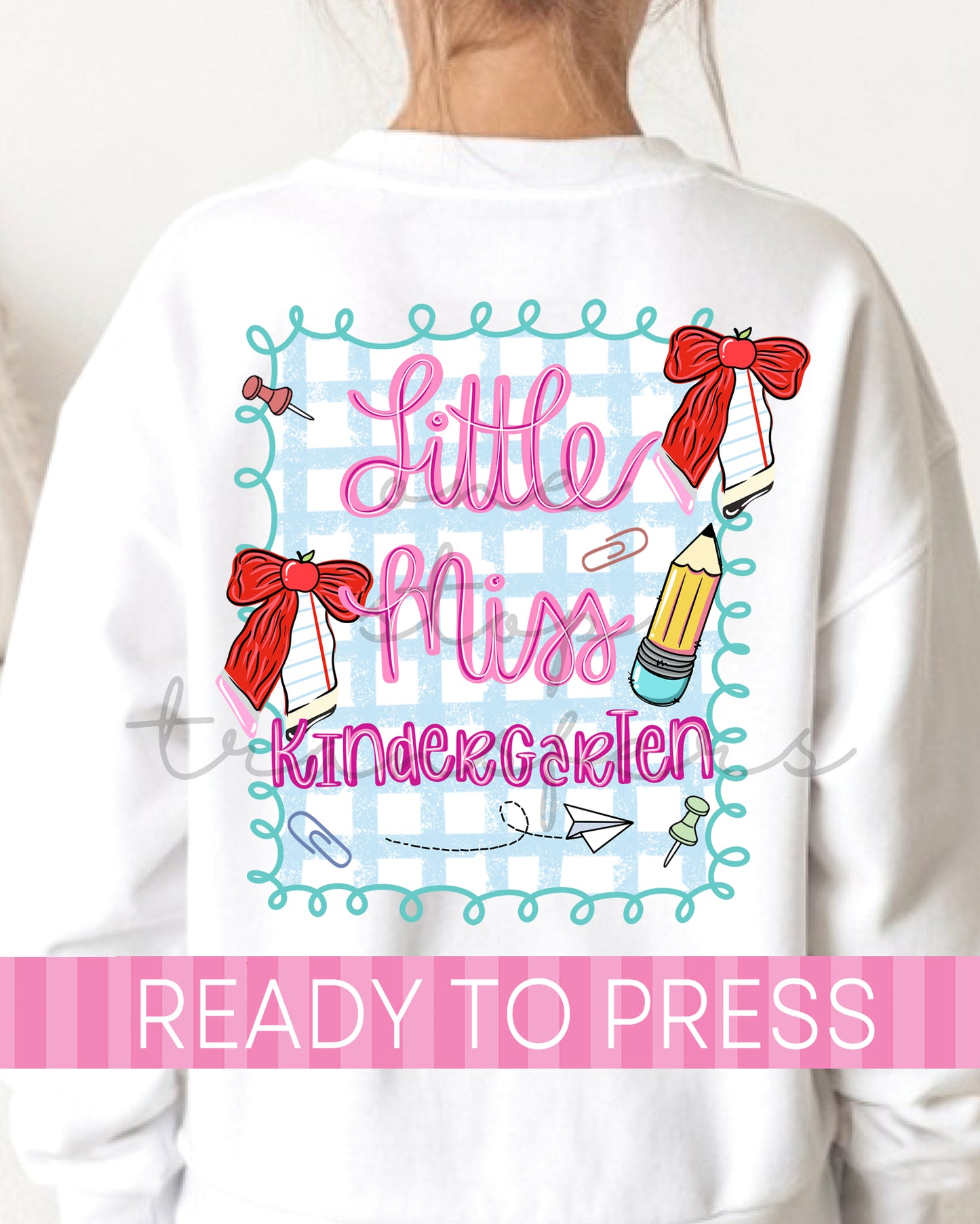 Pre-K - 5th Grade Scallop Gingham School Grades - Ready to Press DTF Transfers with Pocket
