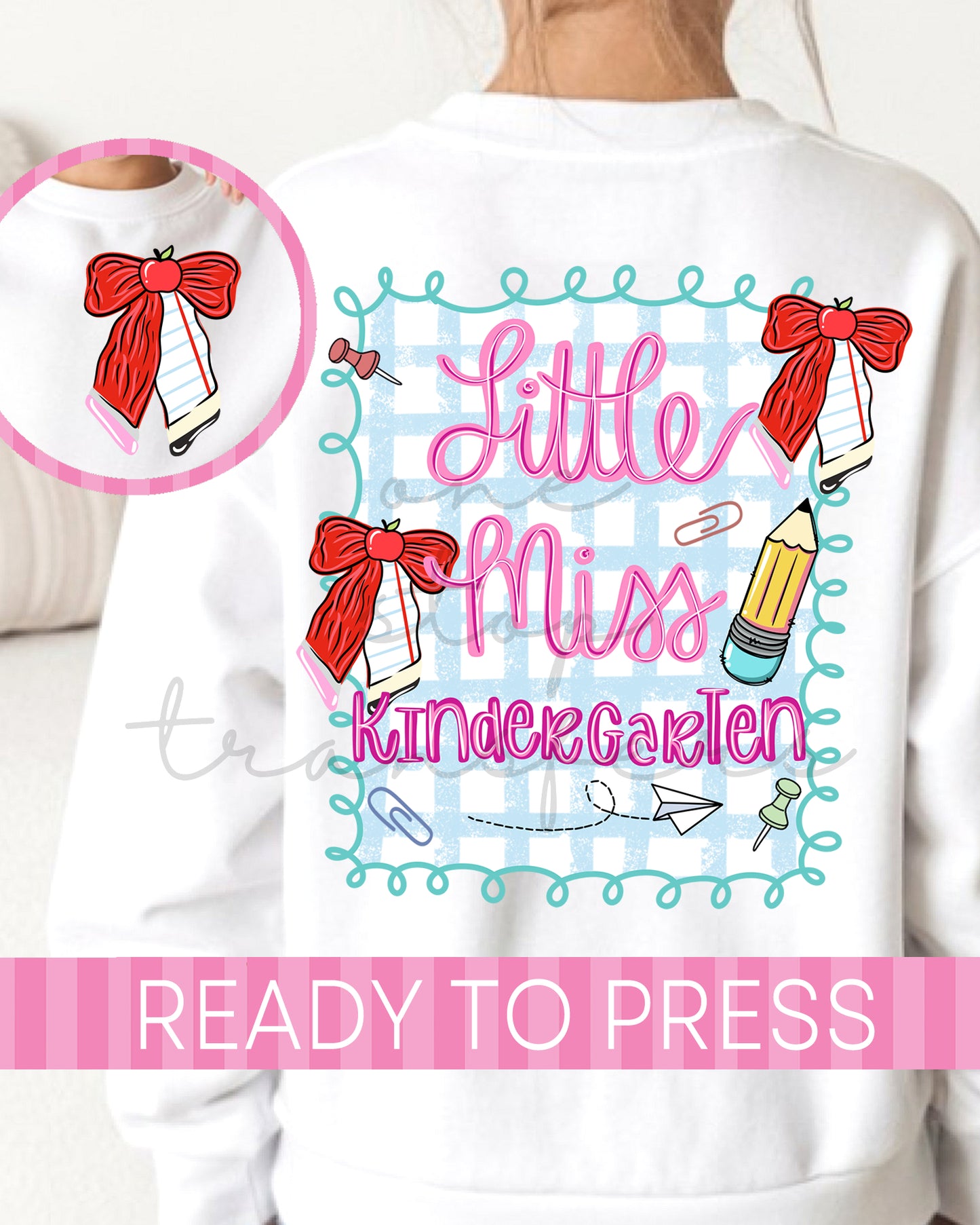 Pre-K - 5th Grade Scallop Gingham School Grades - Ready to Press DTF Transfers with Pocket