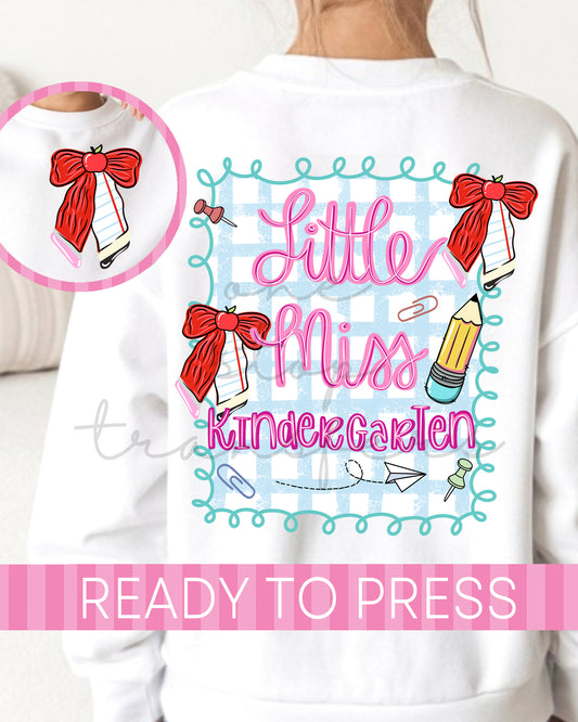Pre-K - 5th Grade Scallop Gingham School Grades - Ready to Press DTF Transfers with Pocket