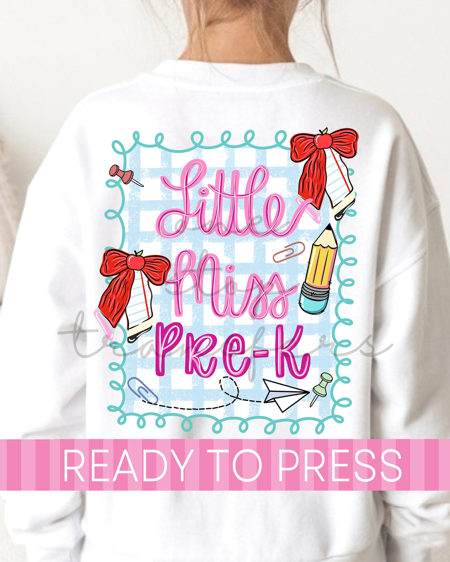 Pre-K - 5th Grade Scallop Gingham School Grades - Ready to Press DTF Transfers with Pocket