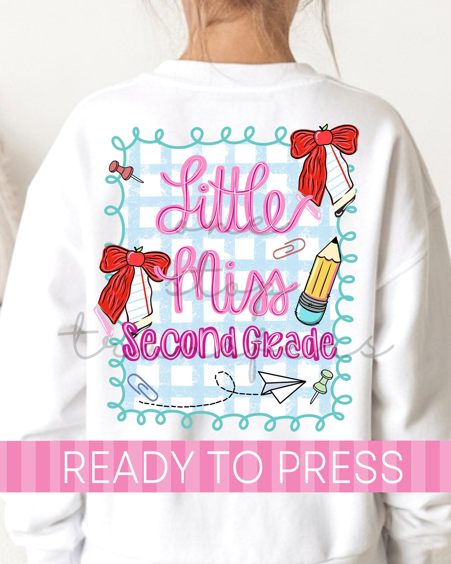 Pre-K - 5th Grade Scallop Gingham School Grades - Ready to Press DTF Transfers with Pocket