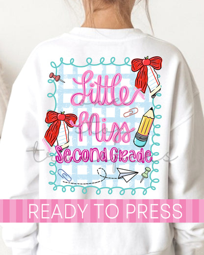 Pre-K - 5th Grade Scallop Gingham School Grades - Ready to Press DTF Transfers with Pocket