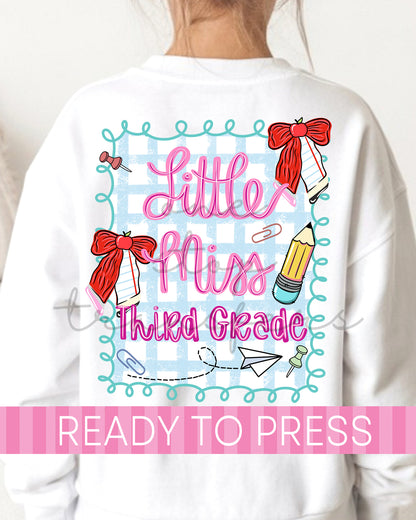 Pre-K - 5th Grade Scallop Gingham School Grades - Ready to Press DTF Transfers with Pocket
