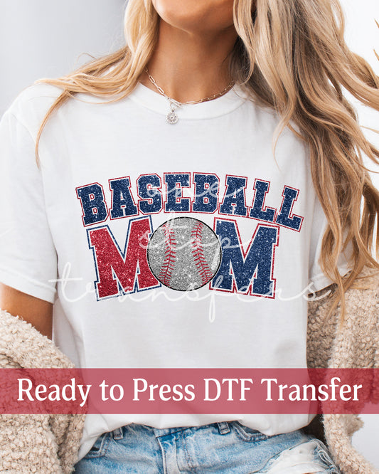 Faux Glitter Baseball Mom - Ready to Press DTF Transfers