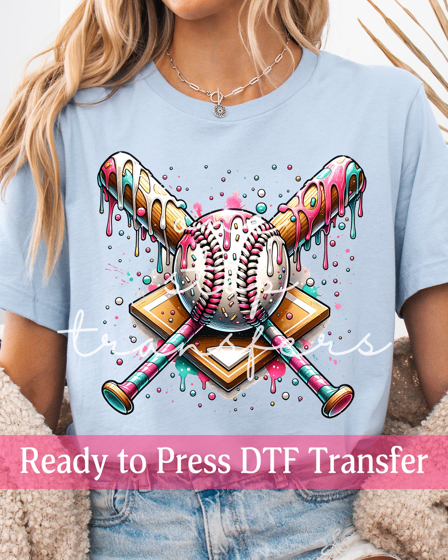 Baseball Ice Cream Drip - Ready to Press DTF Transfers