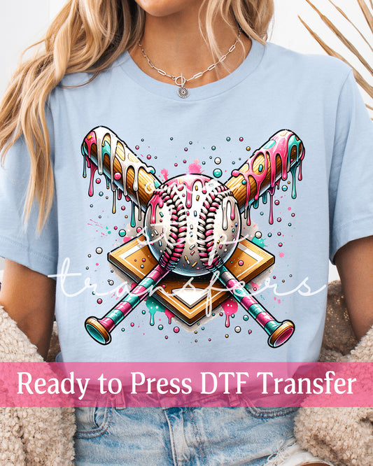 Baseball Ice Cream Drip - Ready to Press DTF Transfers