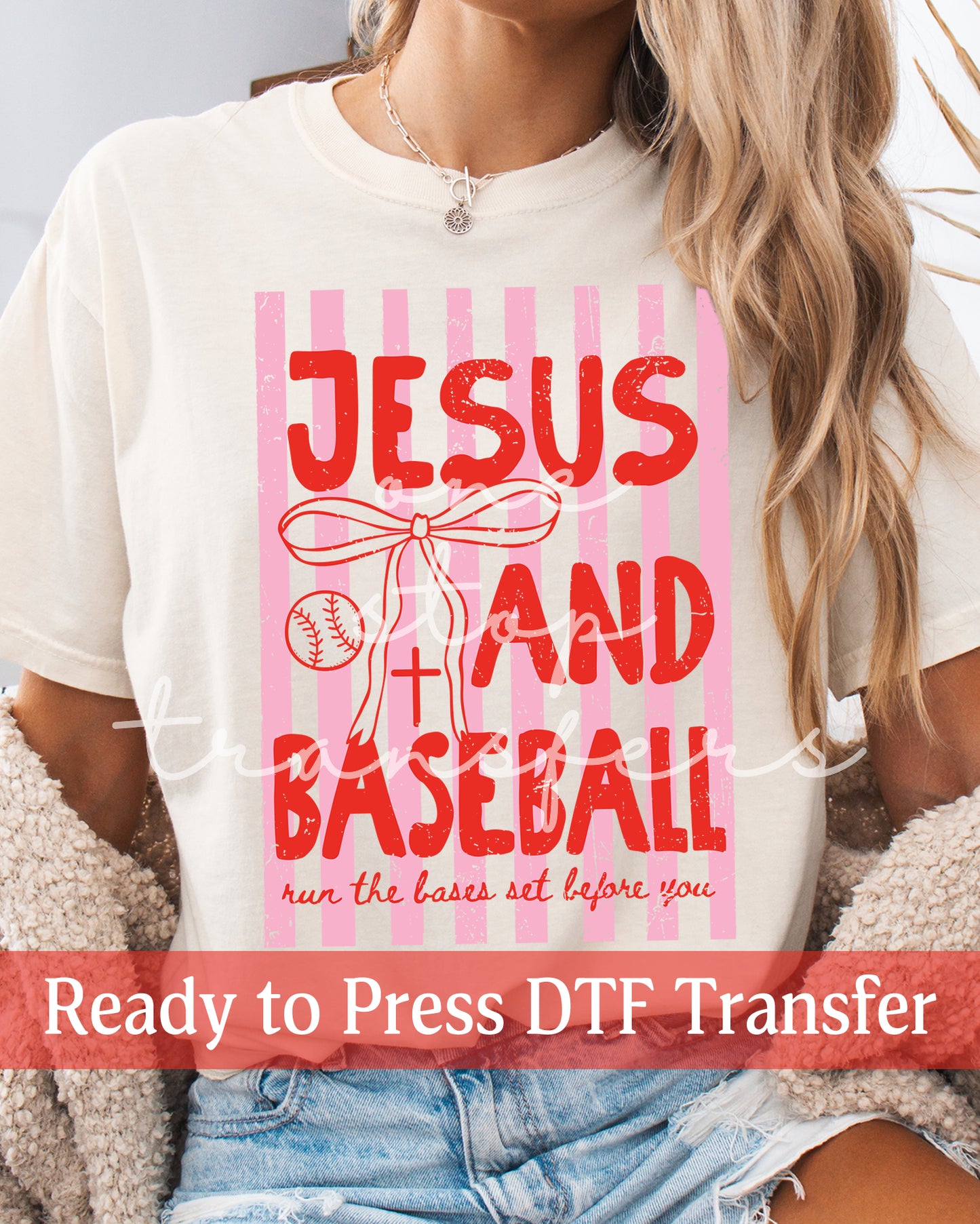 Pink Jesus and Baseball Run the Bases Set Before You - Ready to Press DTF Transfers