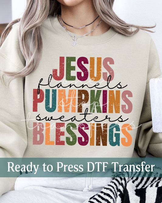 Jesus Flannels Pumpkins Sweaters Blessings - Ready to Press DTF Transfers