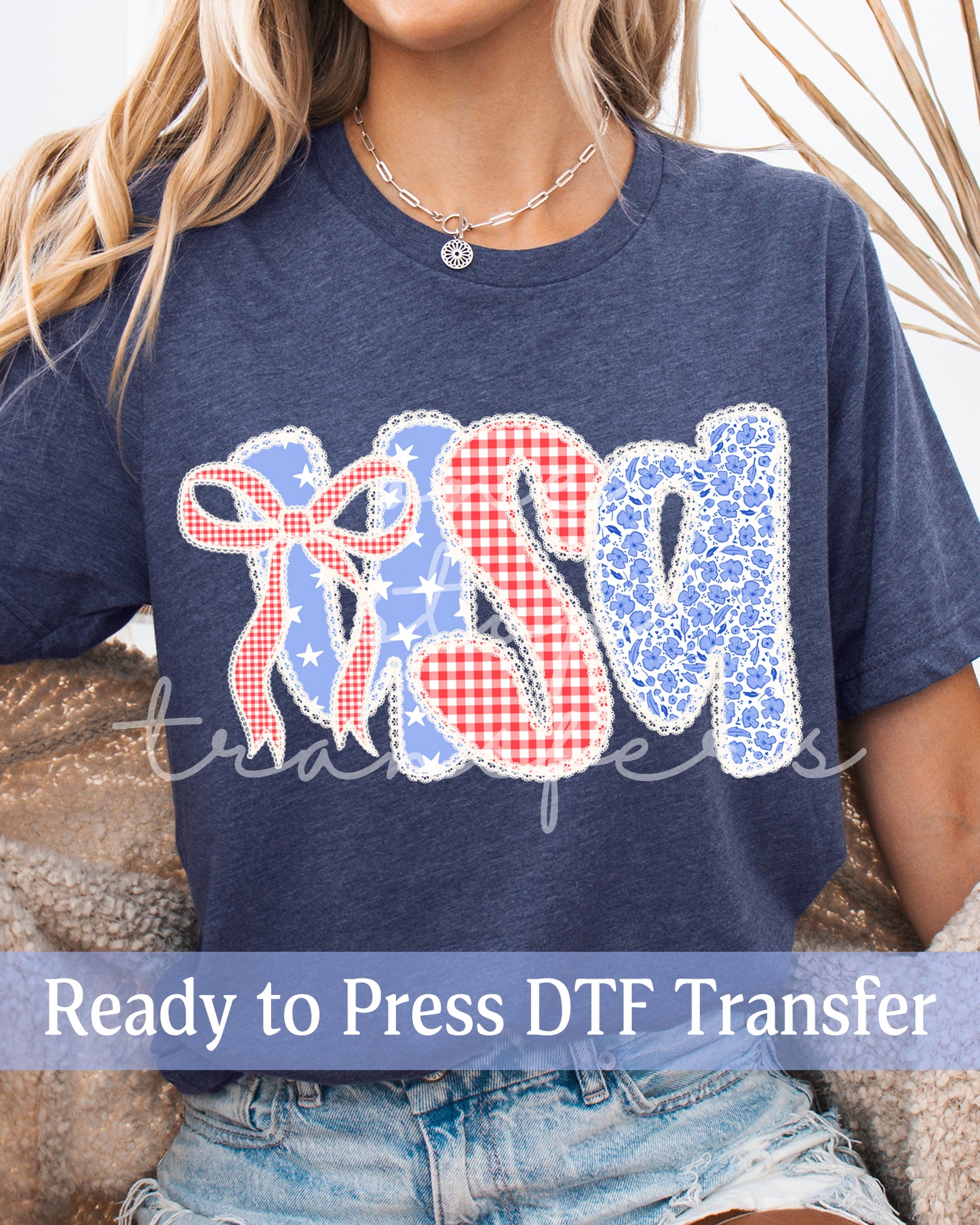 Shabby Chic Lace Coquette USA 4th of July - Ready to Press DTF Transfers
