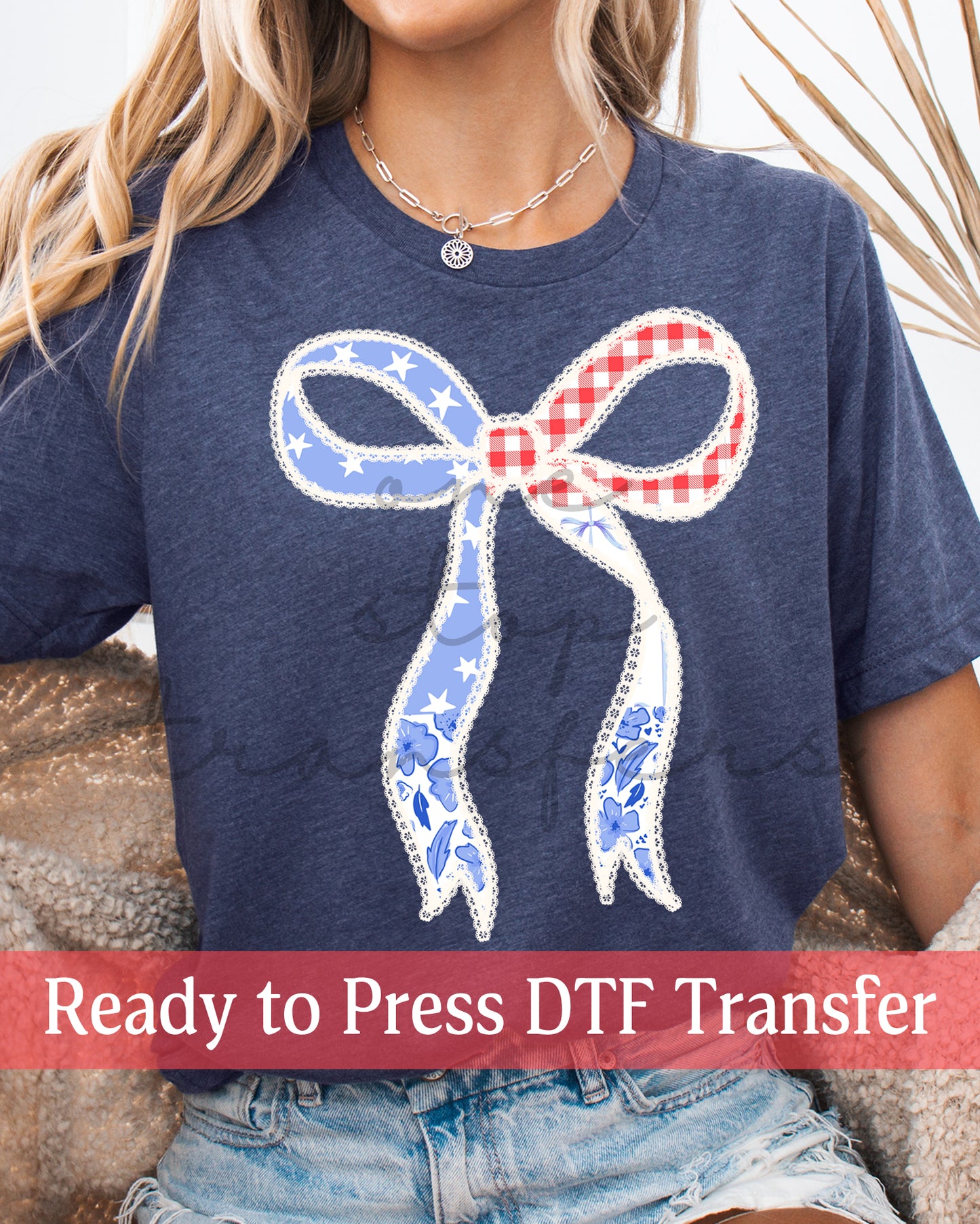 Shabby Chic Lace Coquette Patchwork 4th of July - Ready to Press DTF Transfers