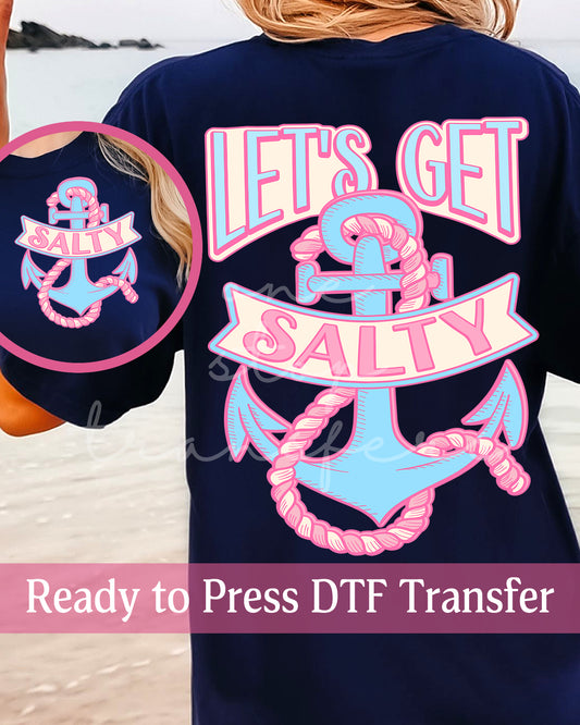 Preppy Let's Get Salty Anchor - Ready to Press DTF Transfers
