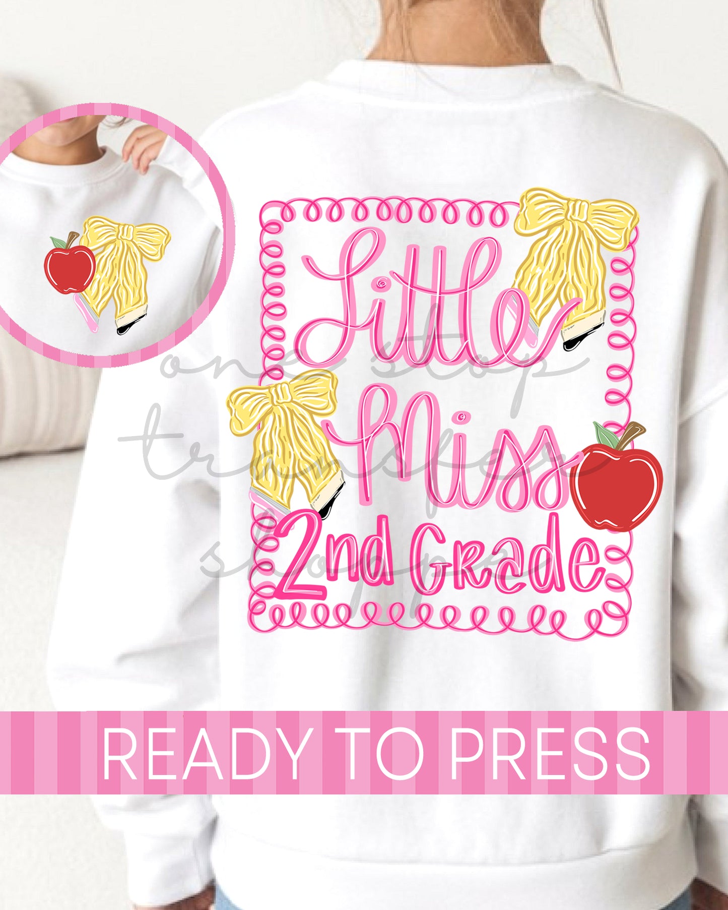 Pre-K - 5th Little Miss School Grade With Pocket - Ready to Press DTF Transfers
