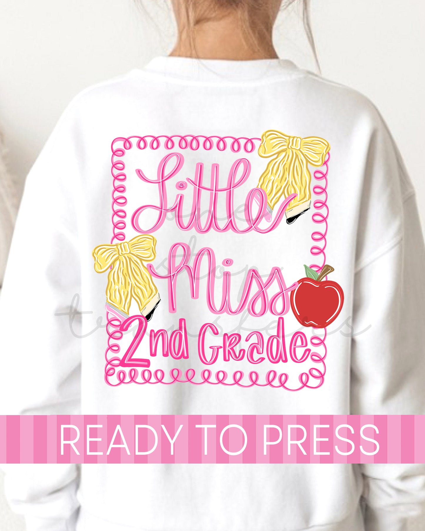 Pre-K - 5th Little Miss School Grade With Pocket - Ready to Press DTF Transfers