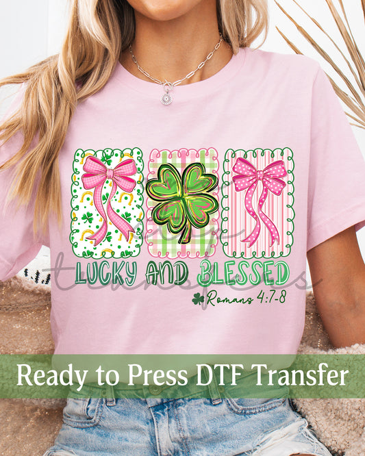 Preppy Lucky and Blessed Panels - Ready to Press DTF Transfers