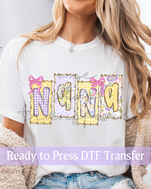 Spring Floral Gold Frames NANA - Ready to Press DTF Transfers