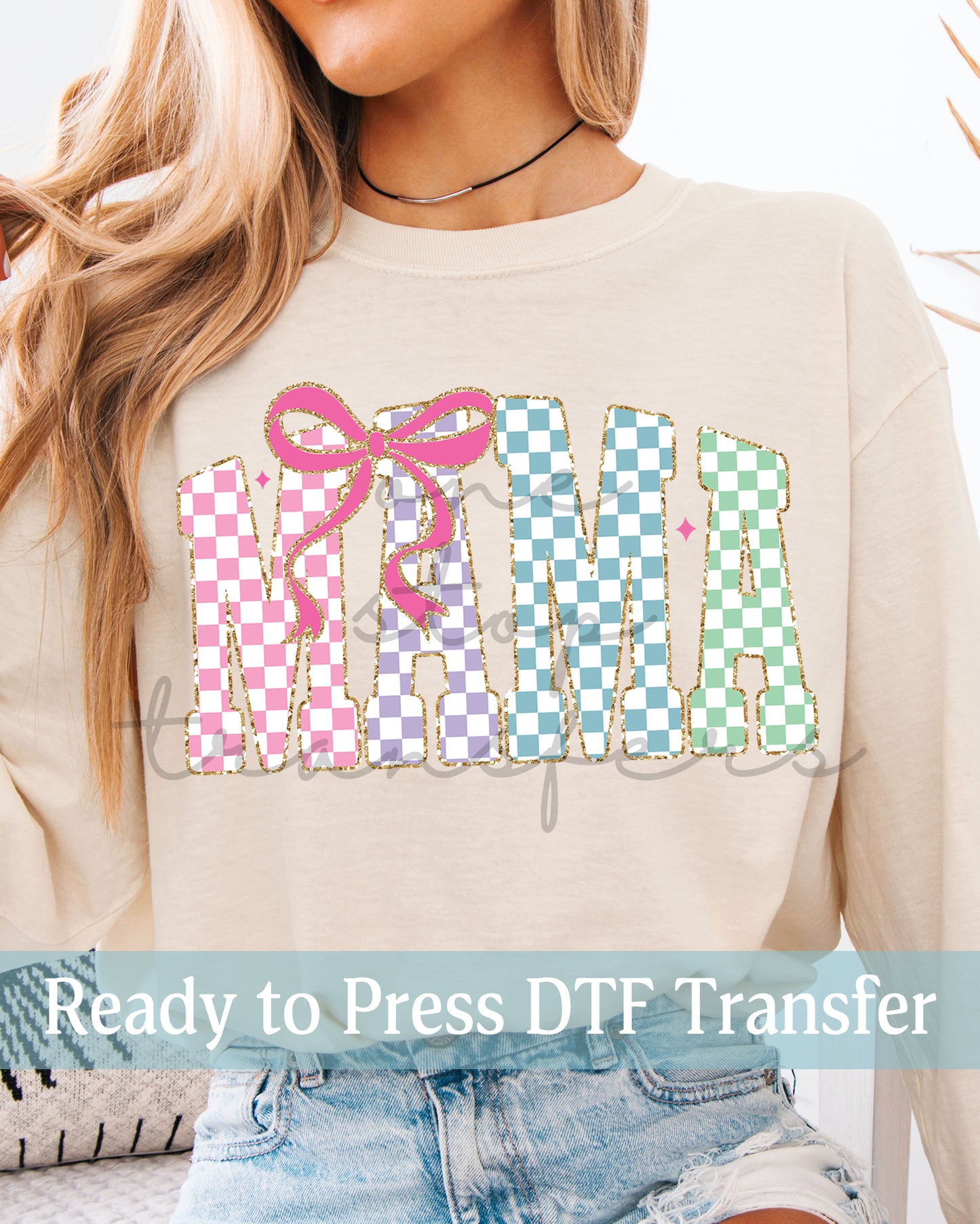 Coquette Pastel Checker MAMA - Ready to Press DTF Transfers