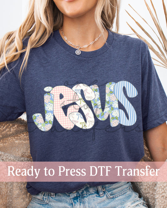 Preppy Patchwork JESUS - Ready to Press DTF Transfers