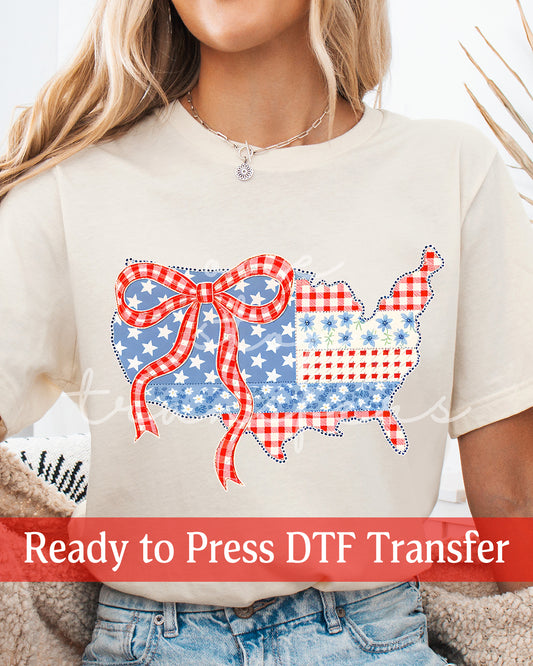 Red Coquette Patchwork USA - Ready to Press DTF Transfers