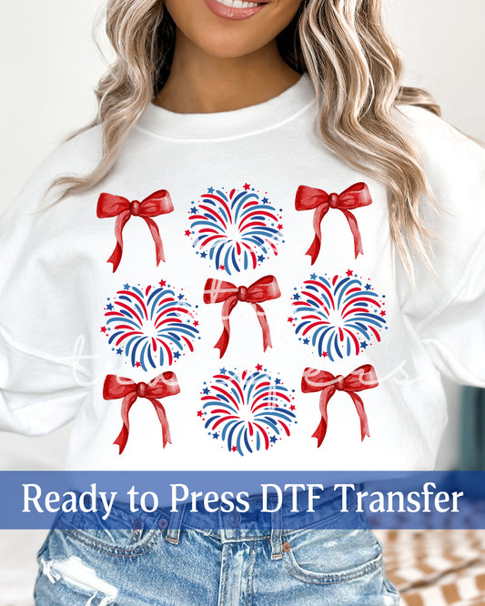 Patriotic Coquette Fireworks and Bows - Ready to Press DTF Transfers