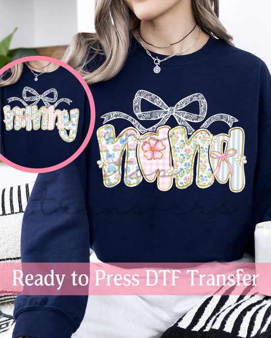 Preppy Floral Lace Coquette Nana, Nanny - Ready to Press DTF Transfers