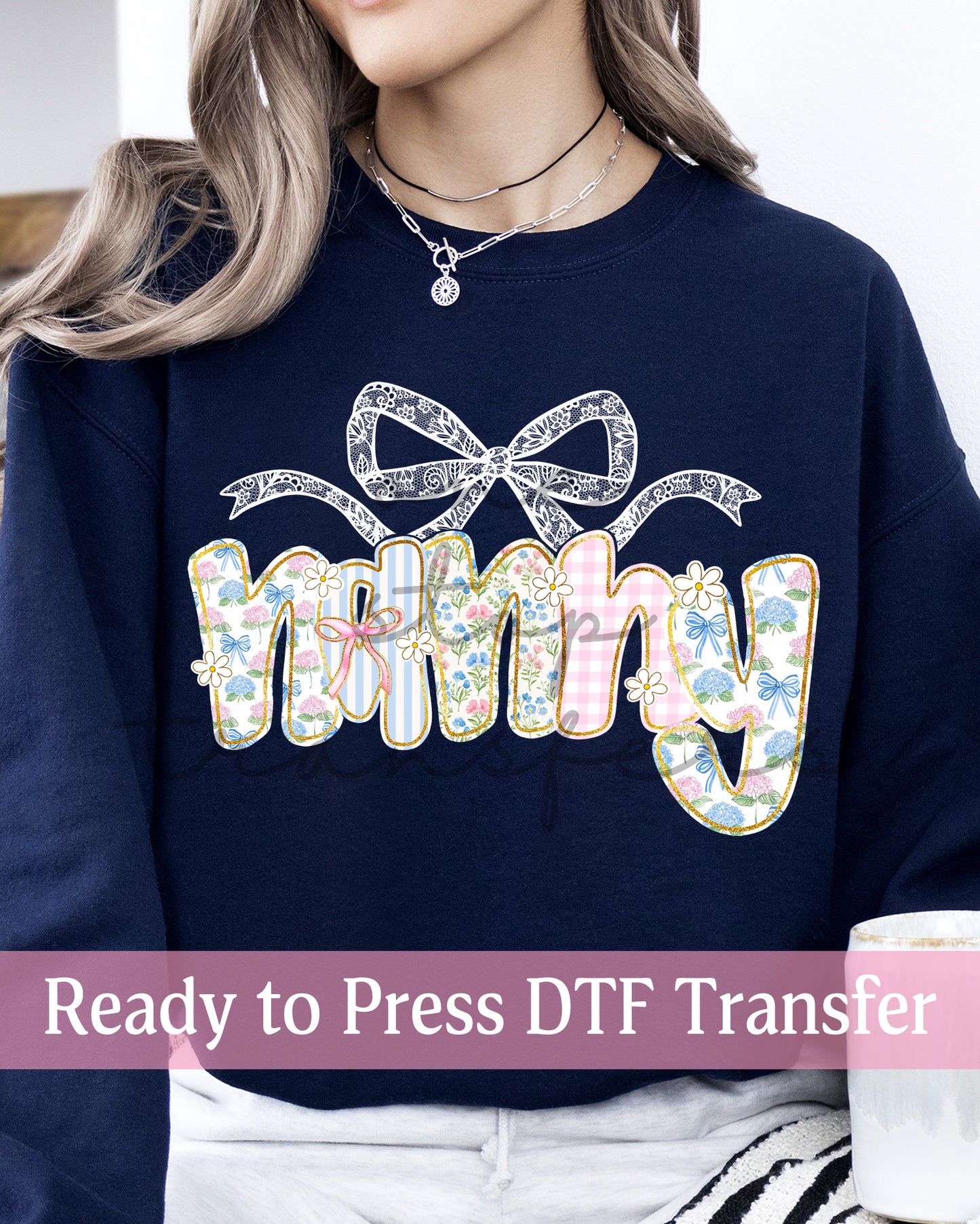 Preppy Floral Lace Coquette Nana, Nanny - Ready to Press DTF Transfers