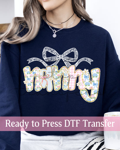 Preppy Floral Lace Coquette Nana, Nanny - Ready to Press DTF Transfers