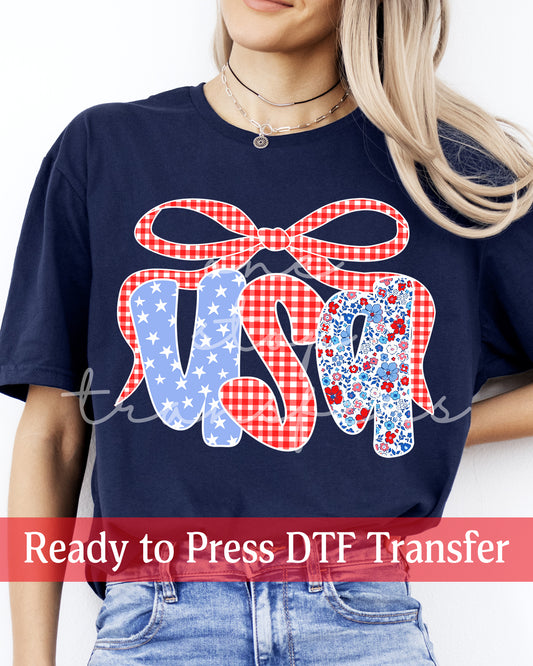 Preppy Gingham Coquette USA - Ready to Press DTF Transfers