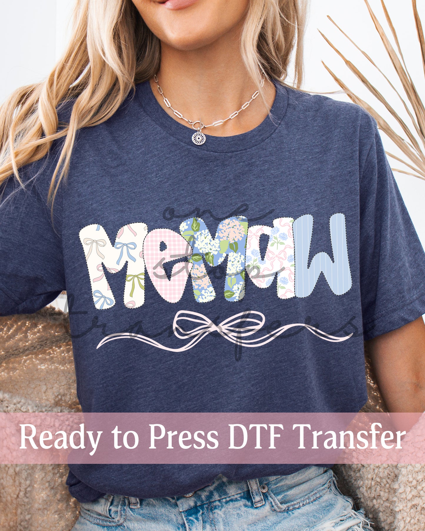 Preppy Pink And Blue Floral Coquette Mama, Nanny, Memaw - Ready to Press DTF Transfers