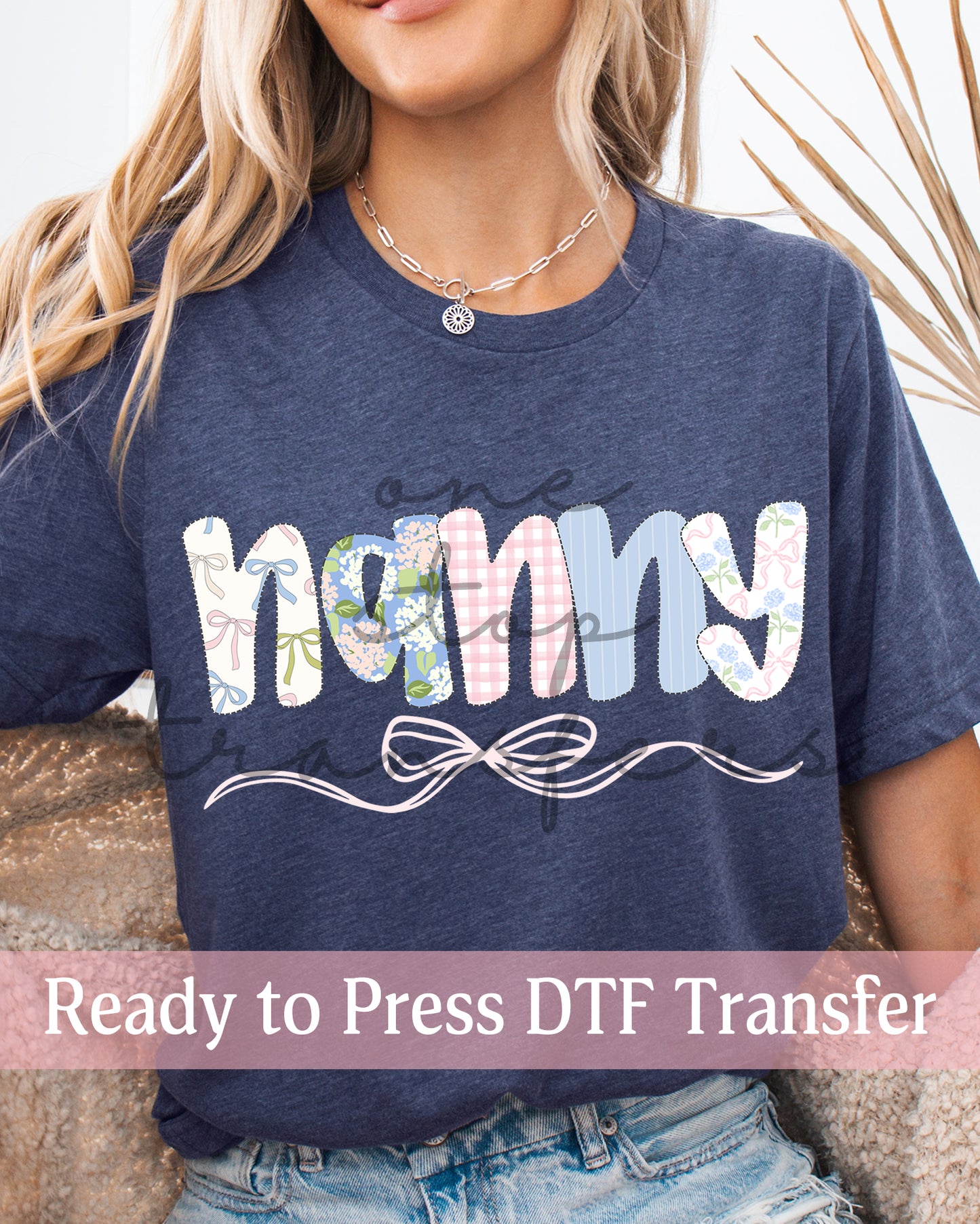 Preppy Pink And Blue Floral Coquette Mama, Nanny, Memaw - Ready to Press DTF Transfers