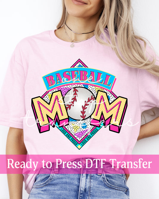 Retro Baseball Mom - Ready to Press DTF Transfers