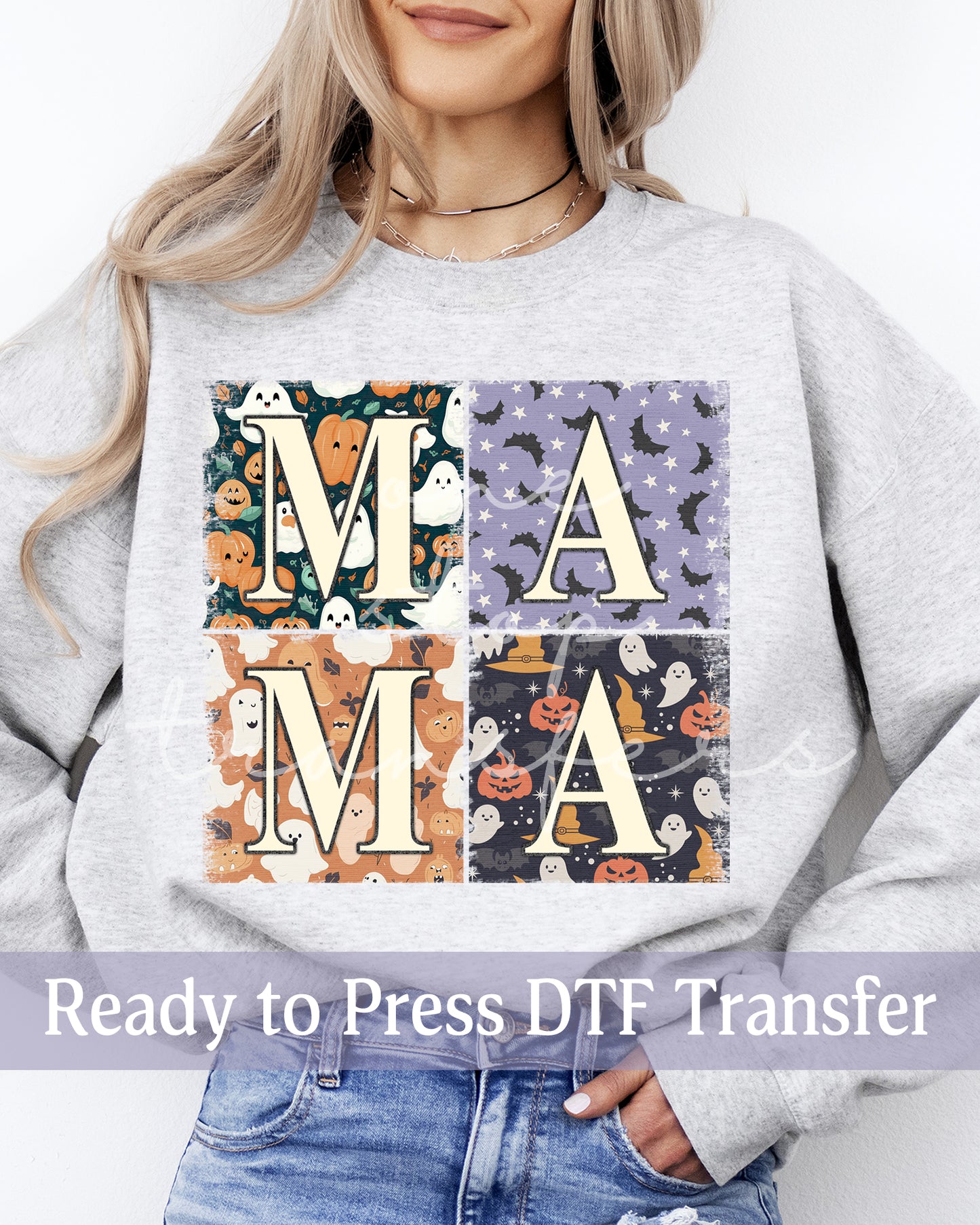 Retro Halloween Spooky Mama Squares - Ready to Press DTF Transfers