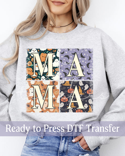 Retro Halloween Spooky Mama Squares - Ready to Press DTF Transfers