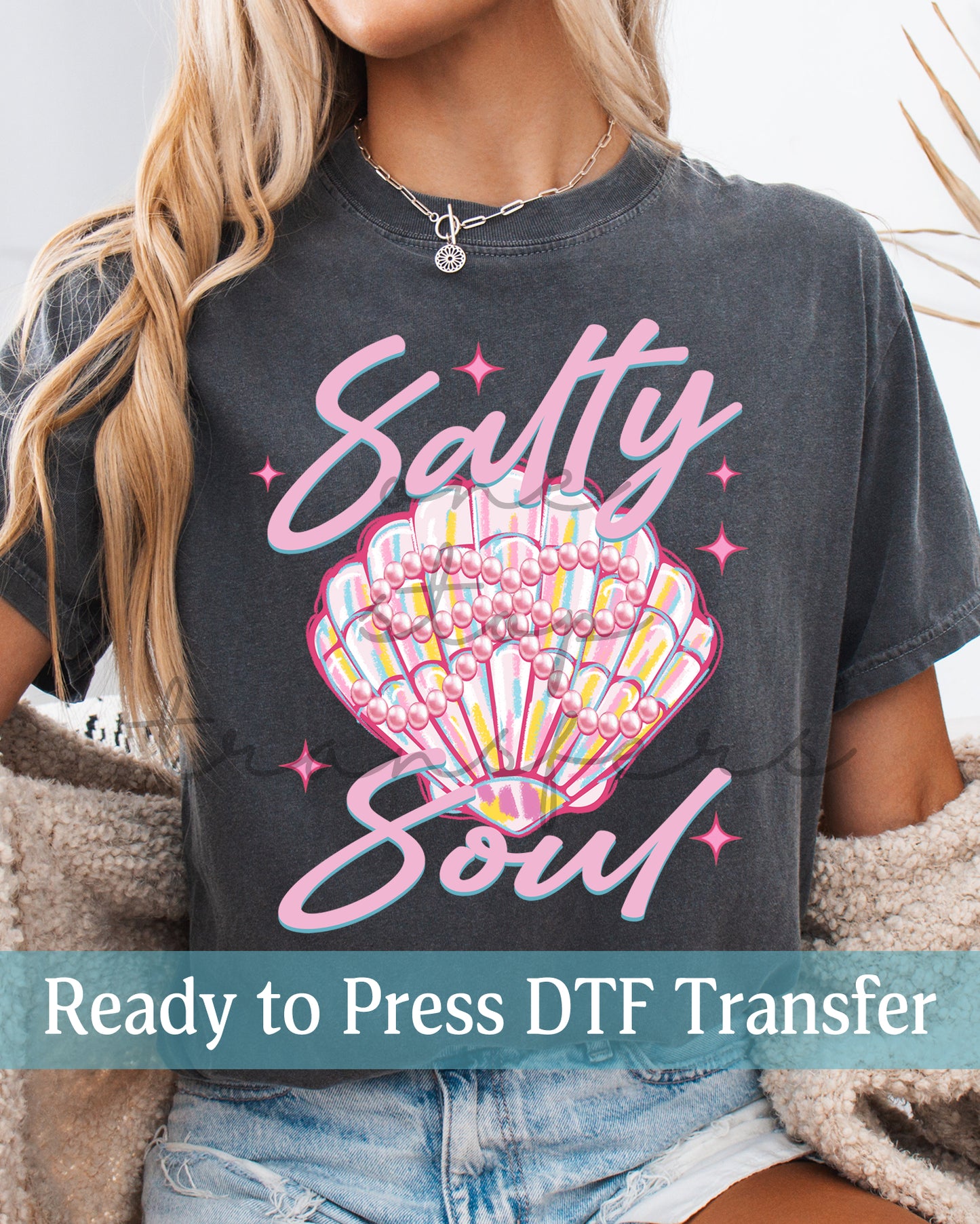 Preppy Salty Soul Clam Shell and Pearls - Ready to Press DTF Transfers