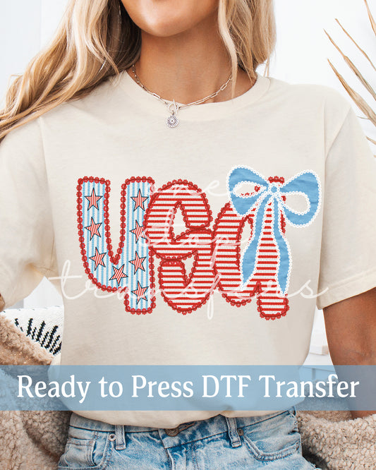 Shabby Chic Seersucker USA - Ready to Press DTF Transfers