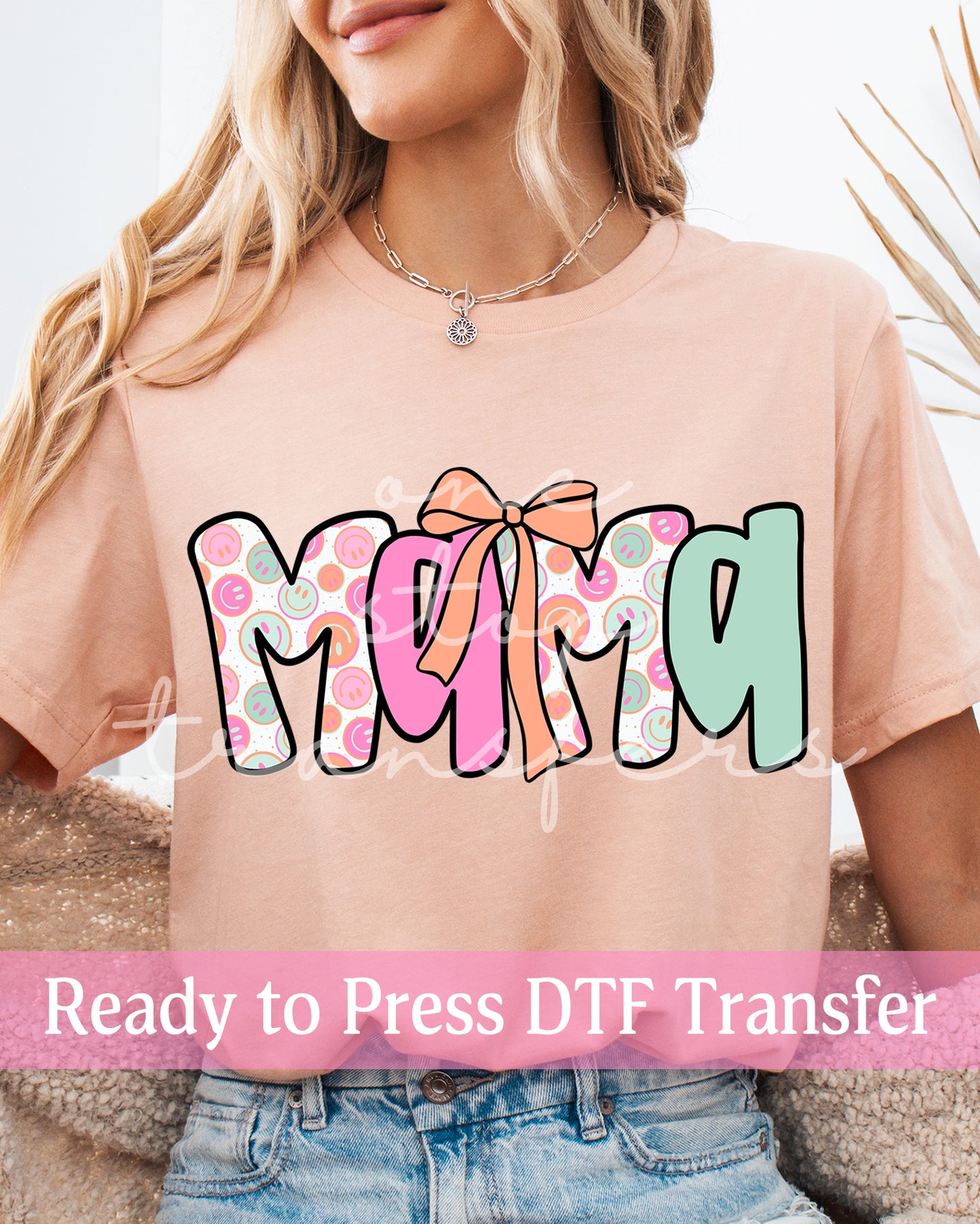 Pastel Smiley Face Coquette Mama, Auntie - Ready to Press DTF Transfers