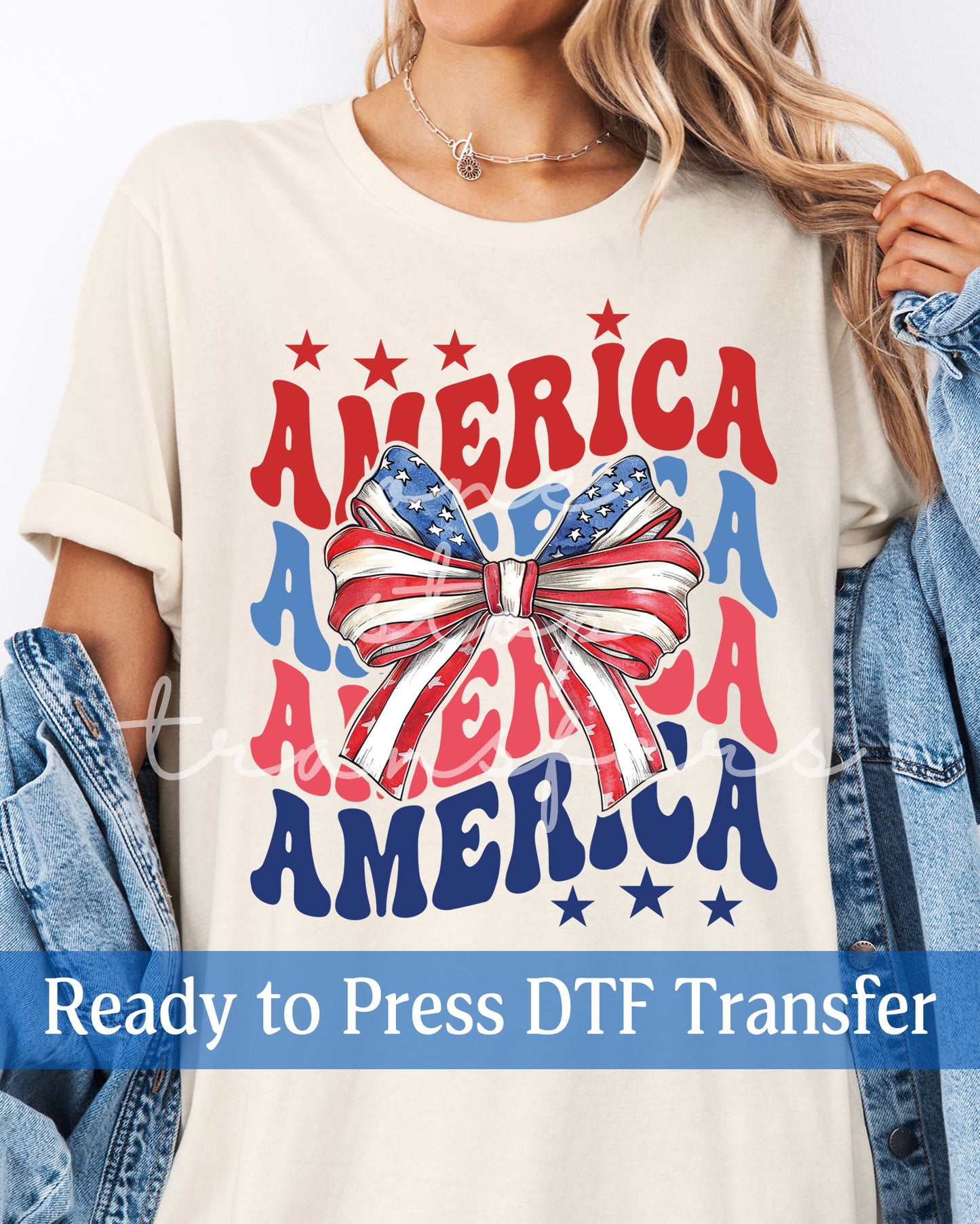 Coquette Stacked America with Bow - Ready to Press DTF Transfers
