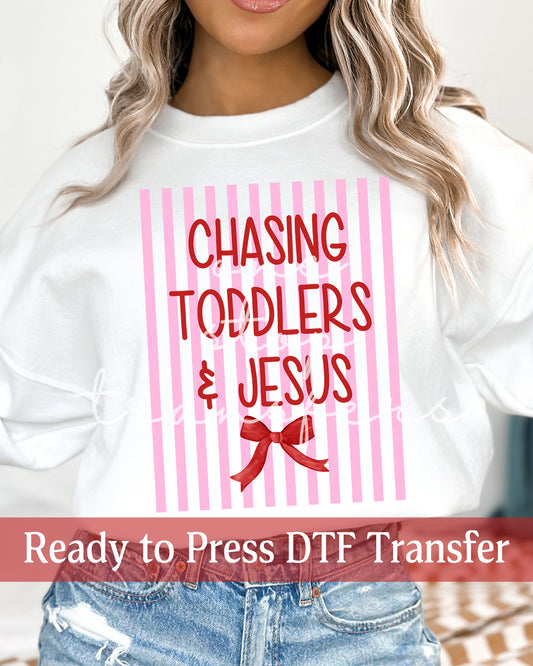 Trendy Stripes Chasing Toddlers and Jesus - Ready to Press DTF Transfers