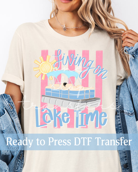 Preppy Stripes Living on Lake Time - Ready to Press DTF Transfers