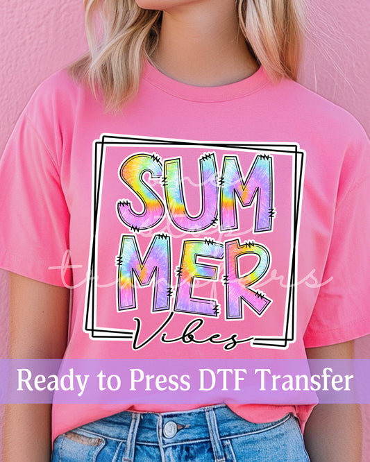 Summer Vibes Tie Dye Frame - Ready to Press DTF Transfers