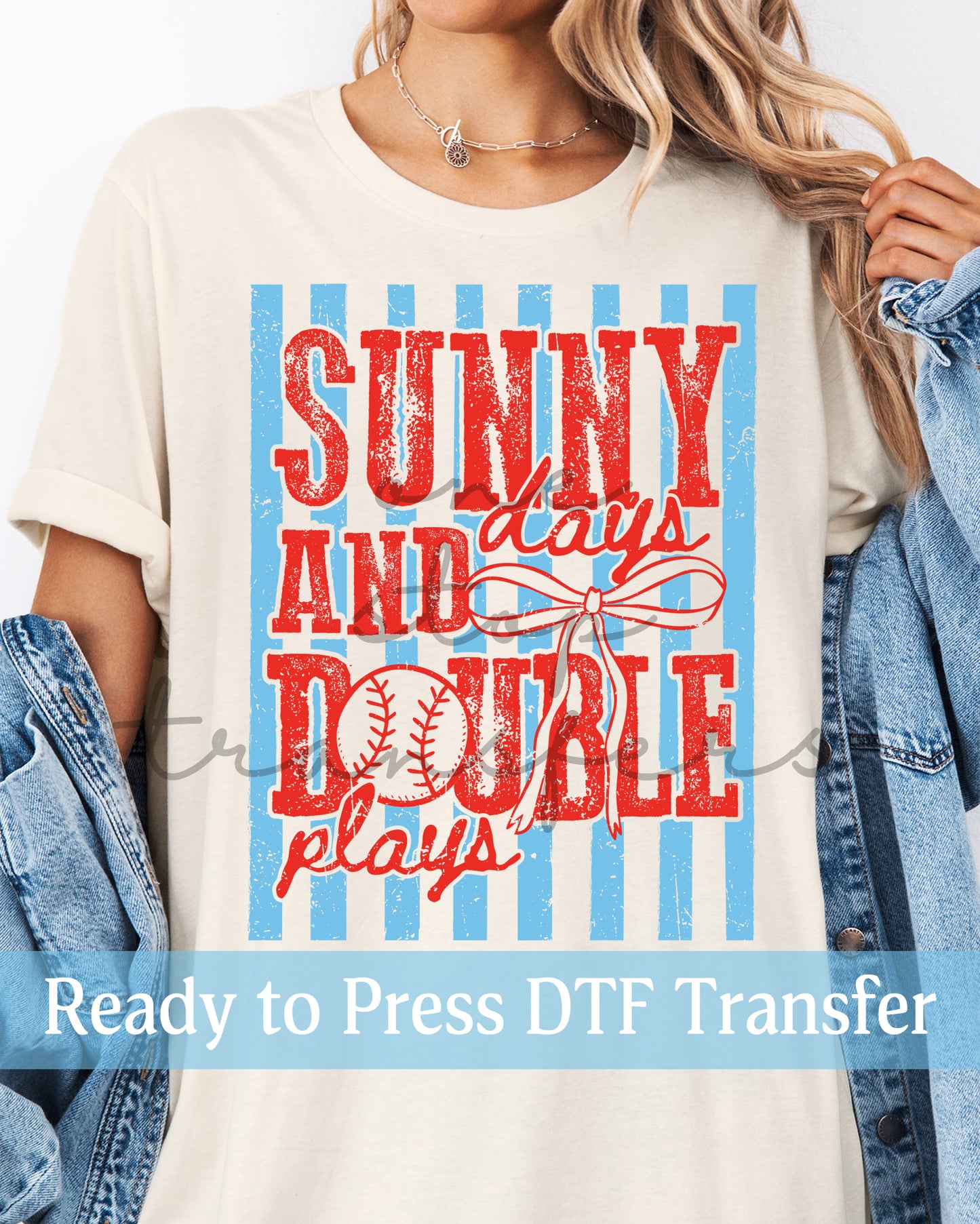 Retro Baseball Stripe Sunny Days and Double Plays - Ready to Press DTF Transfers