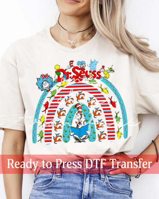 Dr. Read Across America Rainbow - Ready to Press DTF Transfers