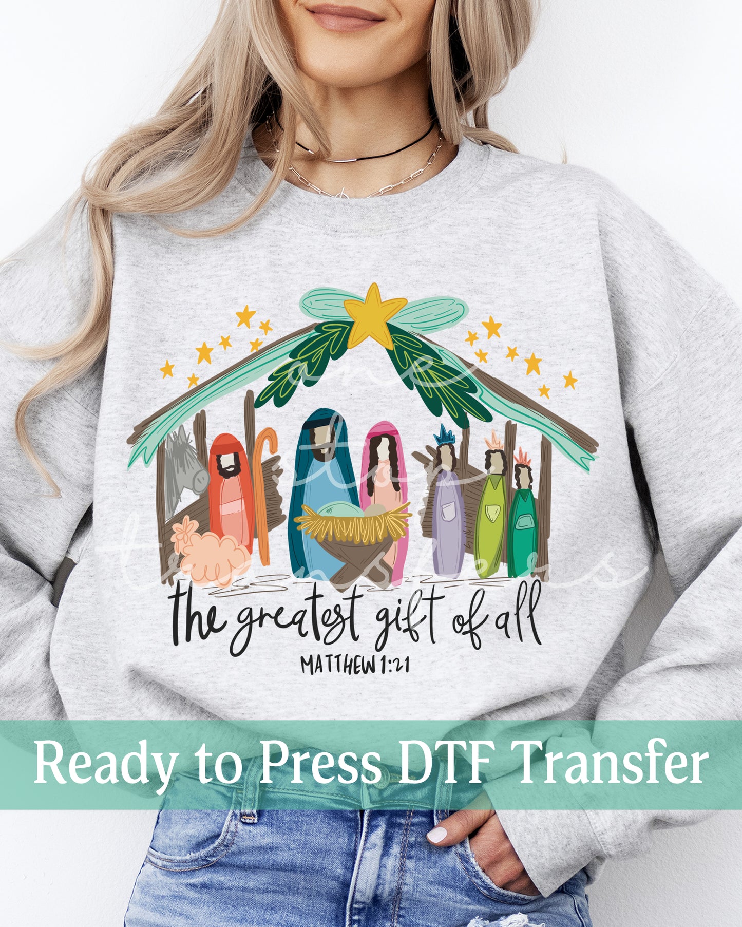 The Greatest Gift Of All Matthew 1:21  - Ready to Press DTF Transfers