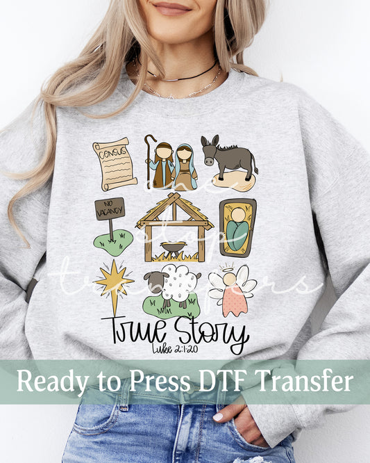 True Story Luke 2:1-20  - Ready to Press DTF Transfers