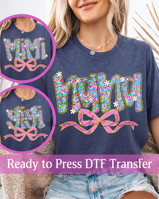 Watercolor Floral Coquette Nana, Mimi, Gigi - Ready to Press DTF Transfers
